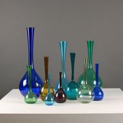 Set of 10 Scandinavian glass vases by Arthur Aercy for Gullaskuff, 1960s,