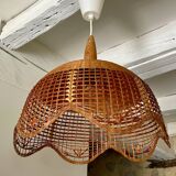 Vintage wicker flower pendant light