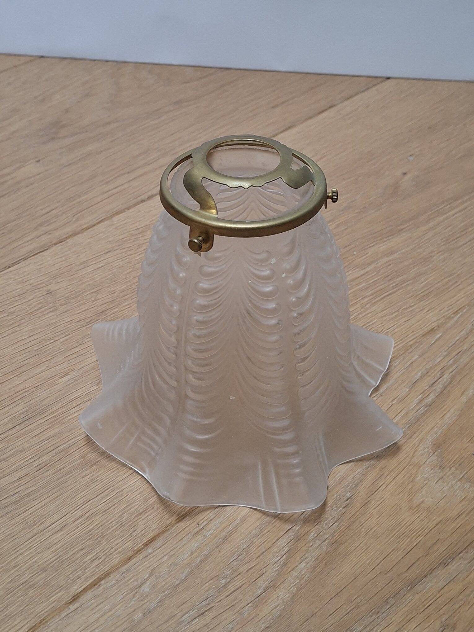 Tulip lampshade in frosted glass and brass, 1950s