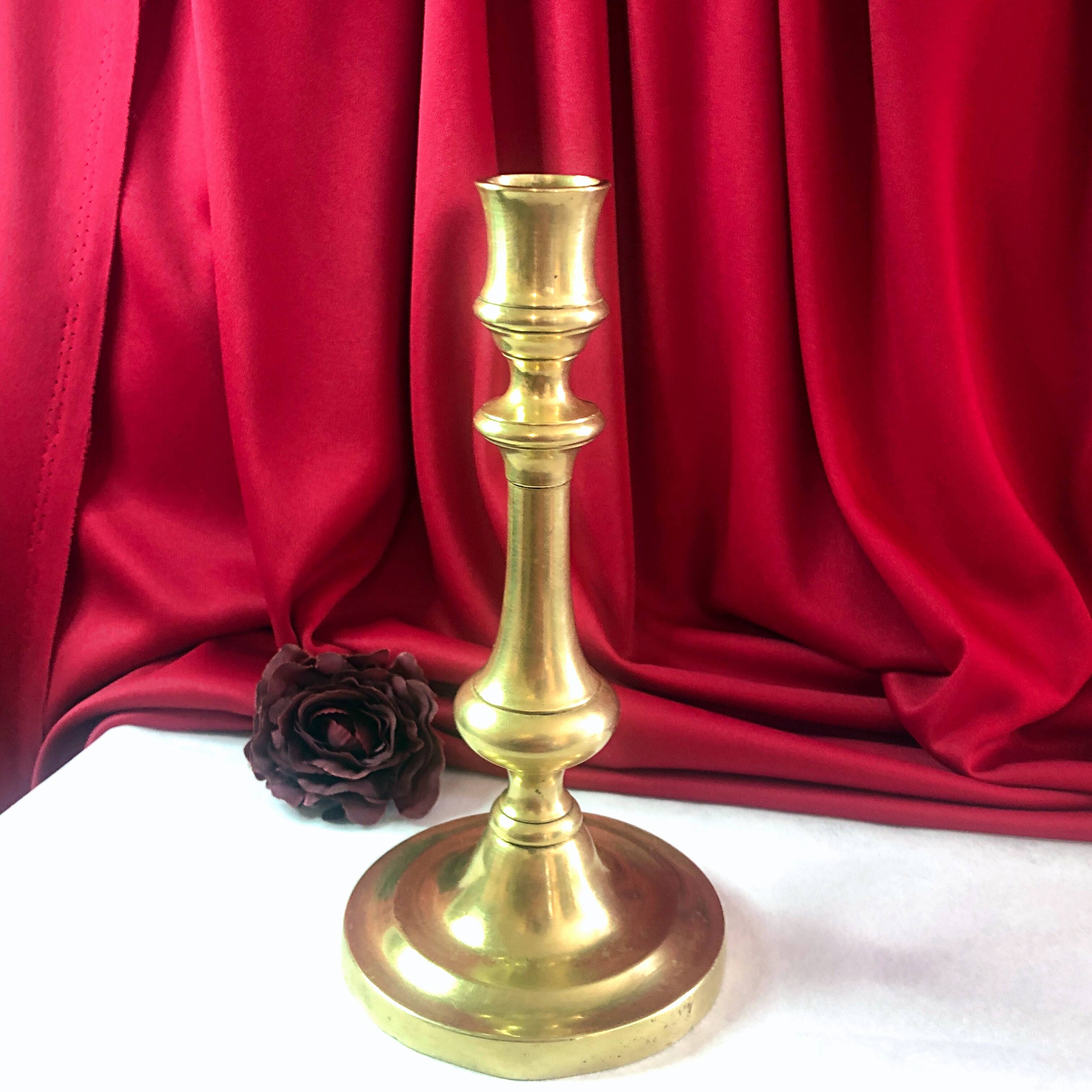 19th century gilded copper torch candle holder