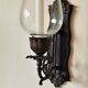 Wrought iron wall light - wall candle holder and glass tulip
