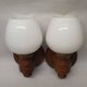 Set of vintage globe opaline wall lights wooden support