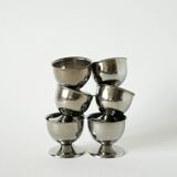 Set of 6 stainless steel egg cups, Design, 1970