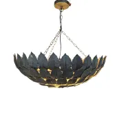 Hollywood Regency - patinated bronze - 'leaf' pendant lamp - 2000
