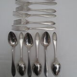 Set of 6 forks and silver spoons in classic style