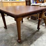 Table antique Anglaise sur roulettes en bois de chêne massif par Joseph Fitter (XIXe siècle)