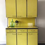 Buffet de cuisine vintage en formica jaune