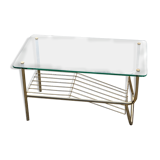 Coffee table from the 60s top glass base metal gilded