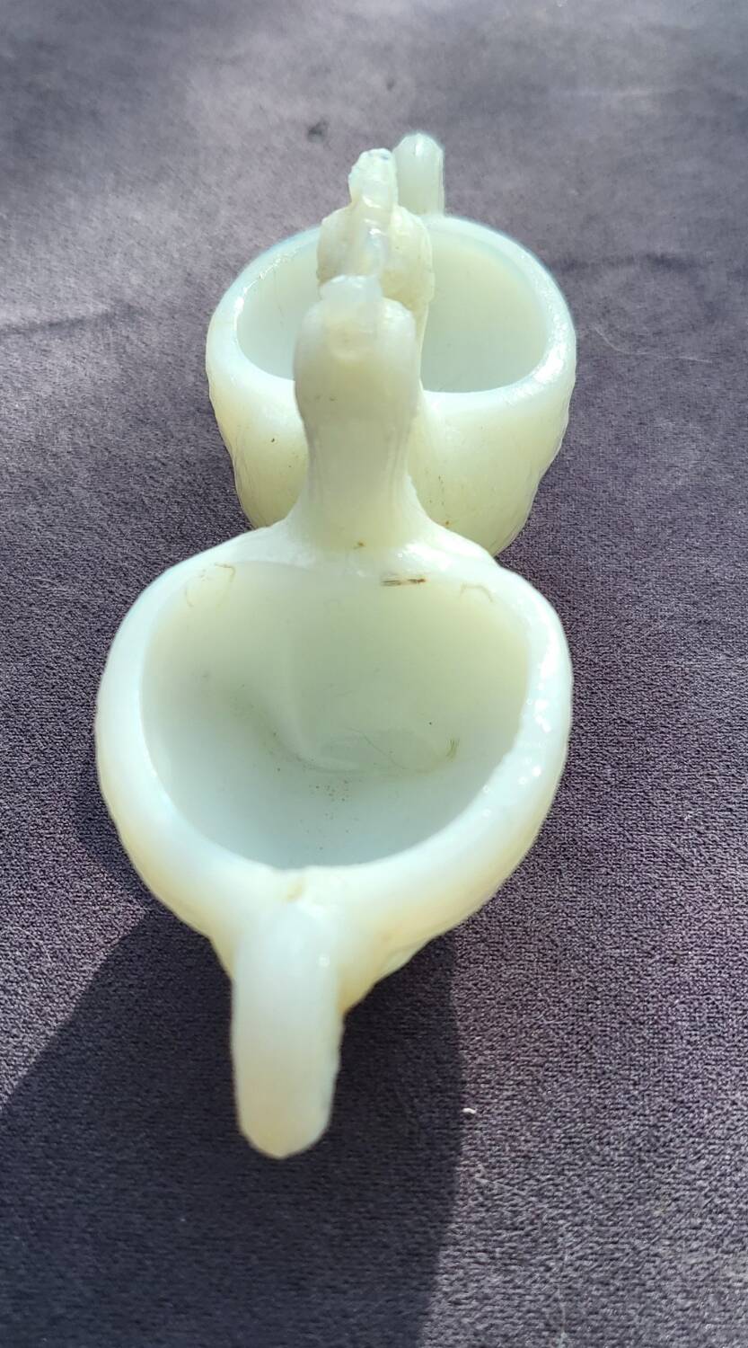 Salerons poules en opaline verrerie Schmidt