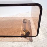 Vintage plexiglass coffee table with wheels 1970