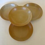 Set of 4 CNP village stoneware skullcap plates