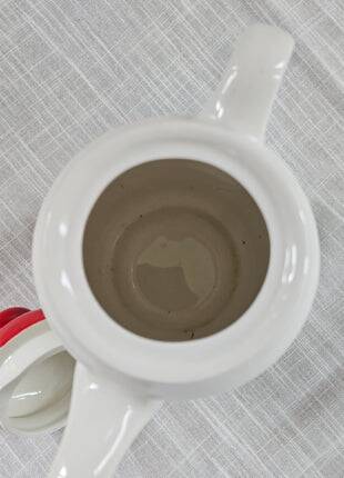 White and red Royal Tudor porcelain coffee pot