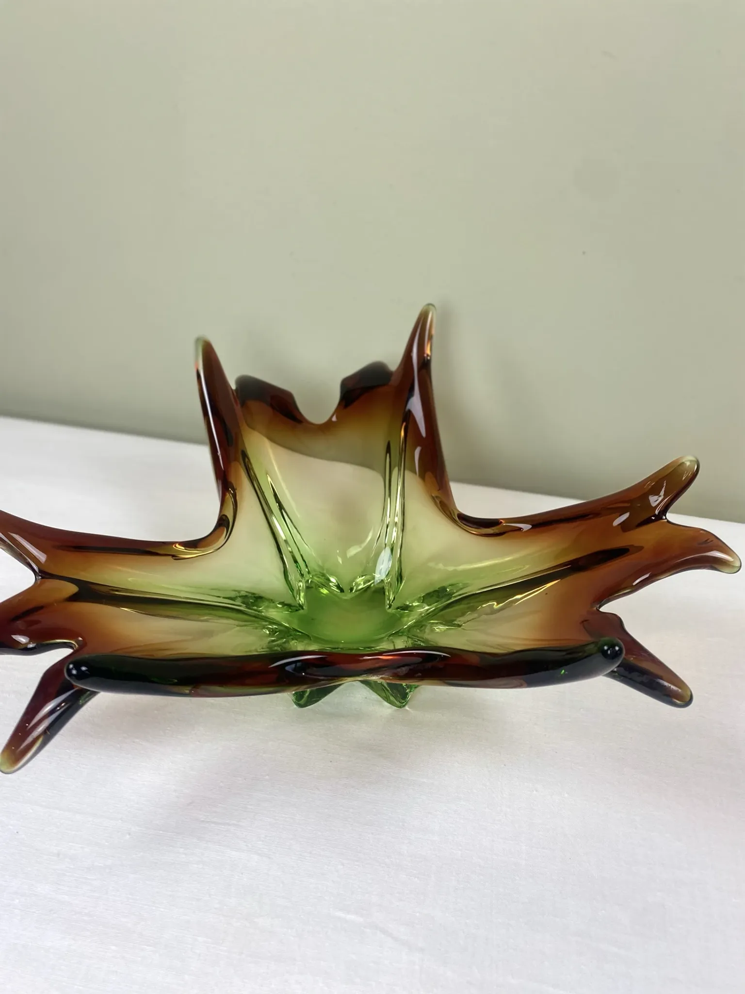 Sculptural blown glass bowl, mid-century.