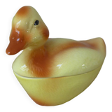 Yellow duckling small terrine Michel Gaugant, Earthenware duckling chick trinket box