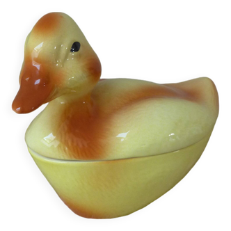Yellow duckling small terrine Michel Gaugant, Earthenware duckling chick trinket box