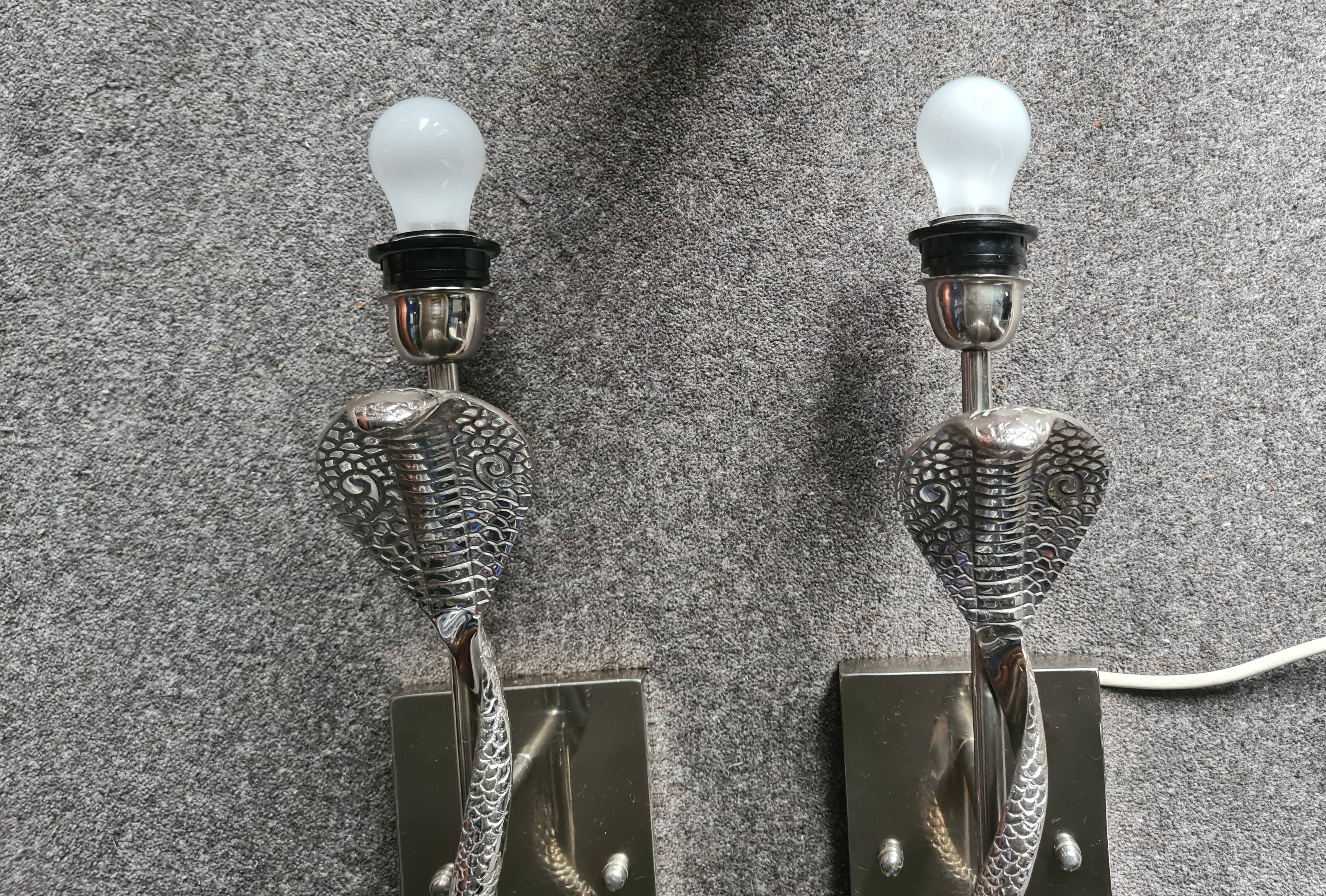 Heavy Pair of Cobra Wall Lights