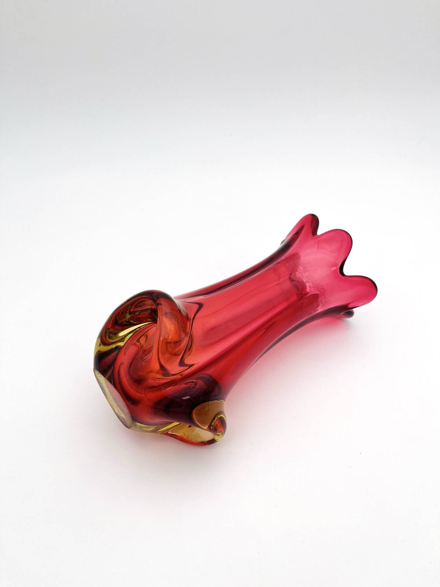 Murano Vase Organic Red Yellow 21cm 1.1kg