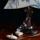 Table lamp Lampshade fabric Ikat and its crystal foot