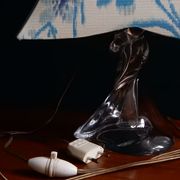 Table lamp Lampshade fabric Ikat and its crystal foot