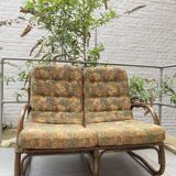 Two-seater rattan bench