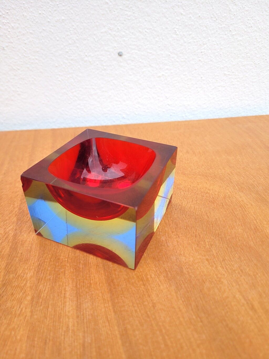 Cendrier bloc Murano sommerso – rouge & ambre