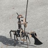 Vintage sculpture in recovered metal, La corrida and its actors