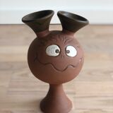 Anthropomorphic ceramic vase made by hand in. California by Stoneware Designs West, 1960-70