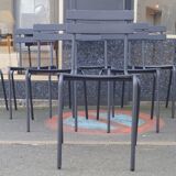 Suite of 8 steel bistro chairs
