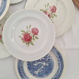 Vintage blue pink dinner plates