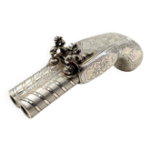 Gun-shaped silver vermeil snuff cigarette box, France, early 20th century