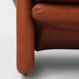 Brown leather 2-seater sofa Coronado by Tobia Scarpa for B&B Italia, Italy ca. 1960