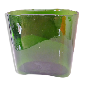 Vase rectangle vert design en verre