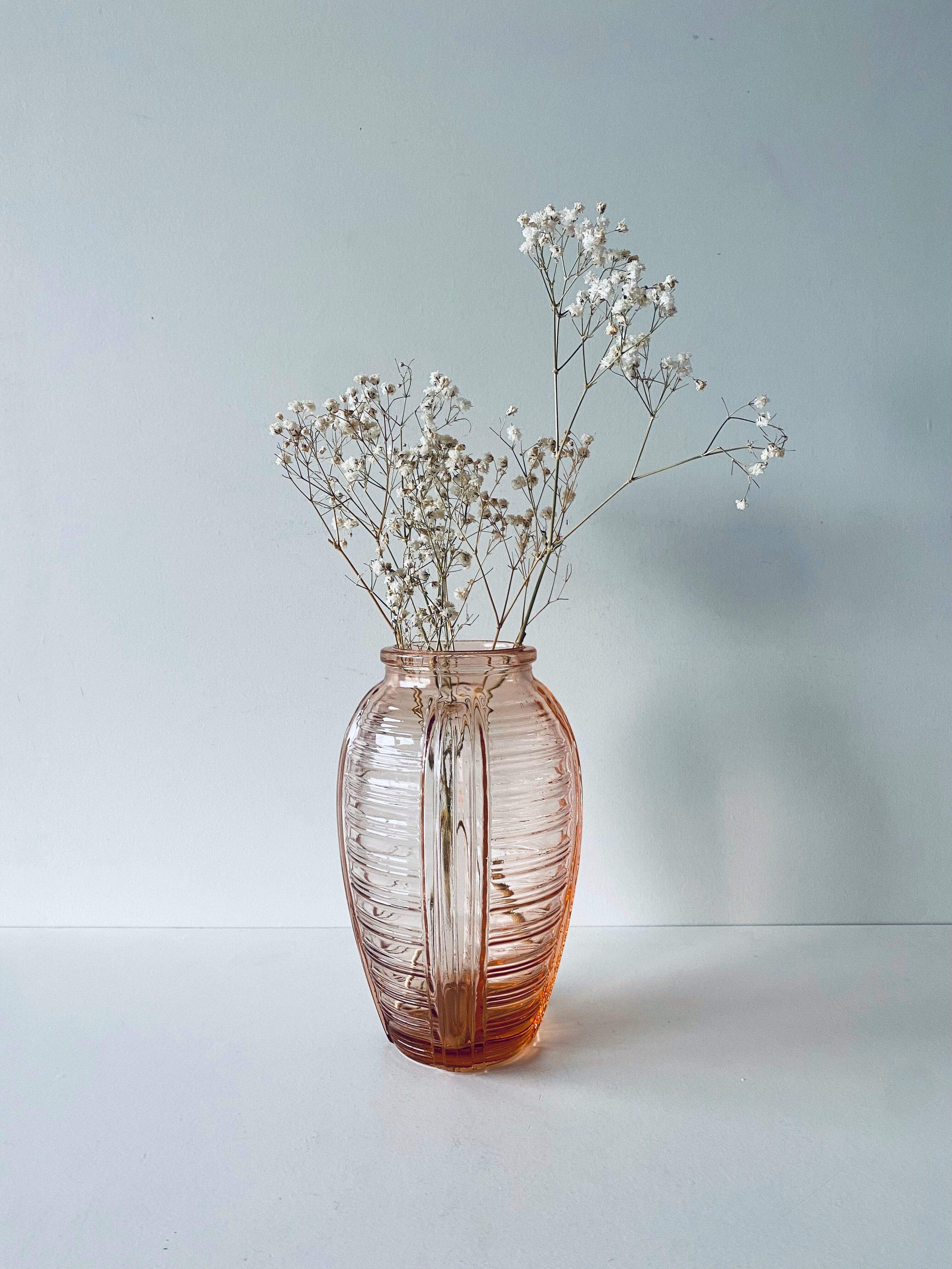 Old pink glass vase