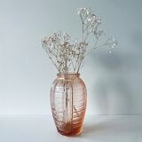 Vase rose ancien en verre