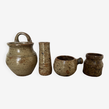 Set de 4 pots – vases en gres pyrité