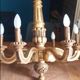 Antique chandelier in carved wood, 6 light arms and gilded with fine gold.
