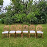 6 Vintage Emmanuelle Peacock Rattan Chairs