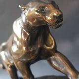 Panther desk lamp in spelter on a black and white marble base 1925