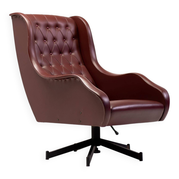 Chaise longue inclinable italienne des années 1950 en Naugahyde oxblood