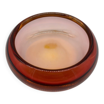 Vintage Murano glass bowl, Coffee table accent , Bookcase, vibrant deep orange