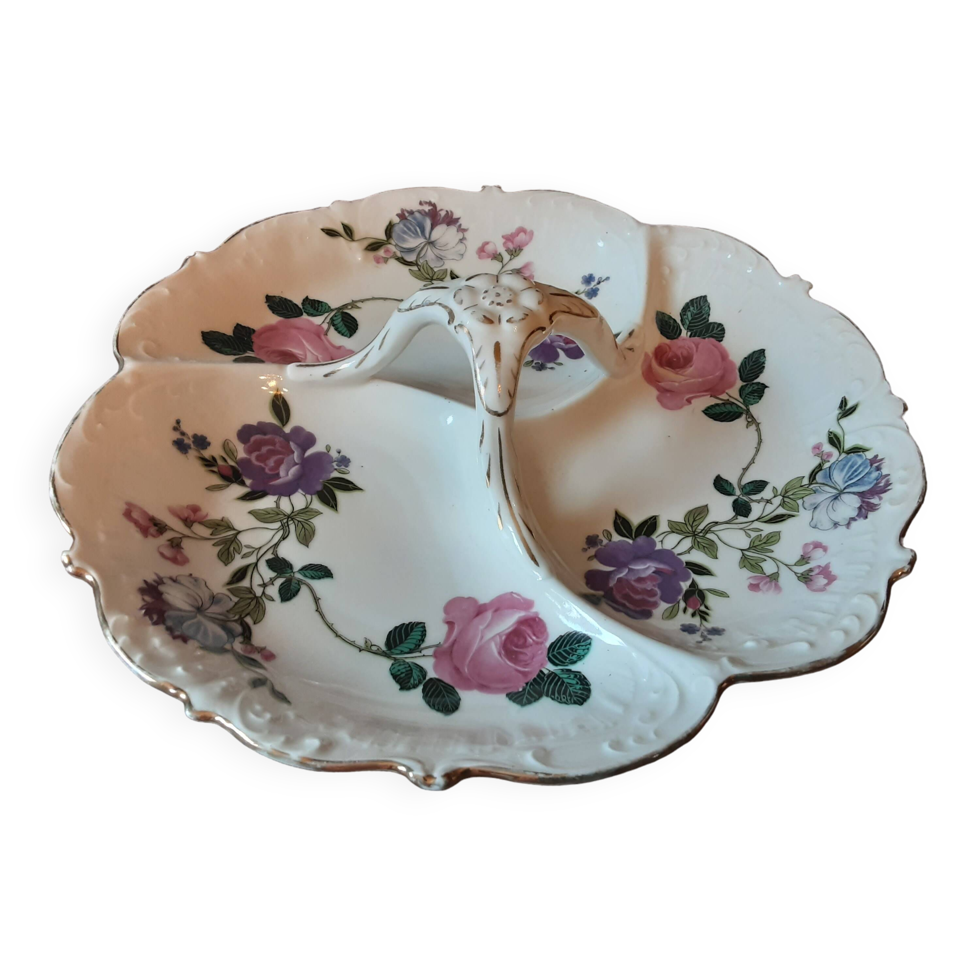 Plat compartiments  porcelaine  original