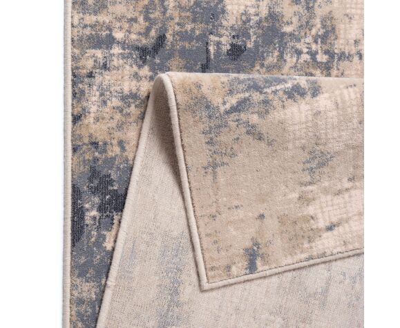 Tapis en laine 2,4x3,4 m Abstrait bleu et beige | Selency