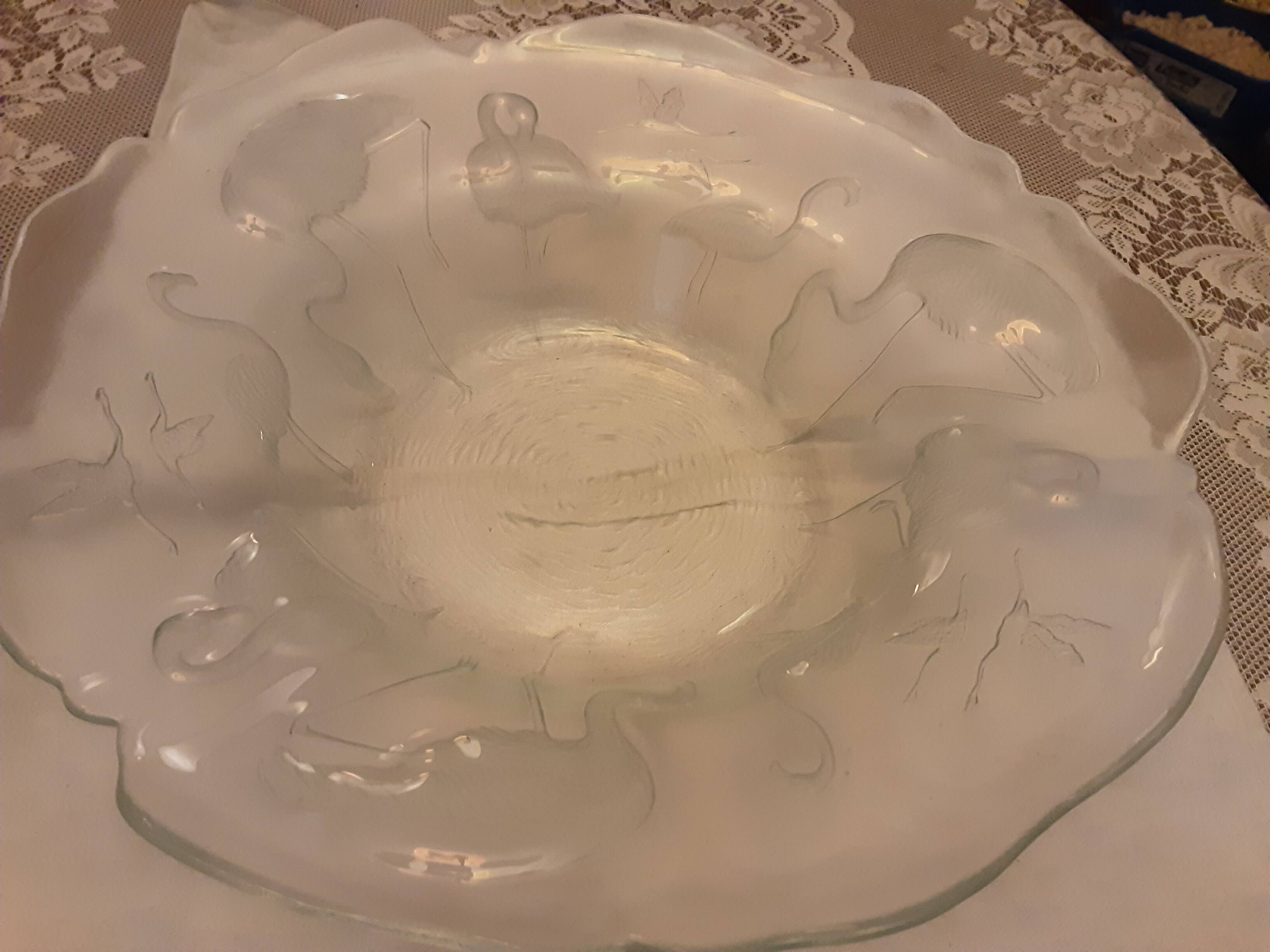 Moulded glass coupe herons