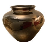 Old gilded brown iridescent vase W Germany handles scallops