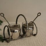 Silver-plated metal salt and pepper shakers
