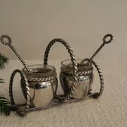 Silver-plated metal salt and pepper shakers