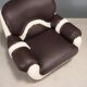 Pair of vintage armchairs in faux leather, foam, design, Italy, 1970s