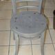 Pair of Thonet bistro chairs from 1930 in painted grey wood, half-moon backrest.