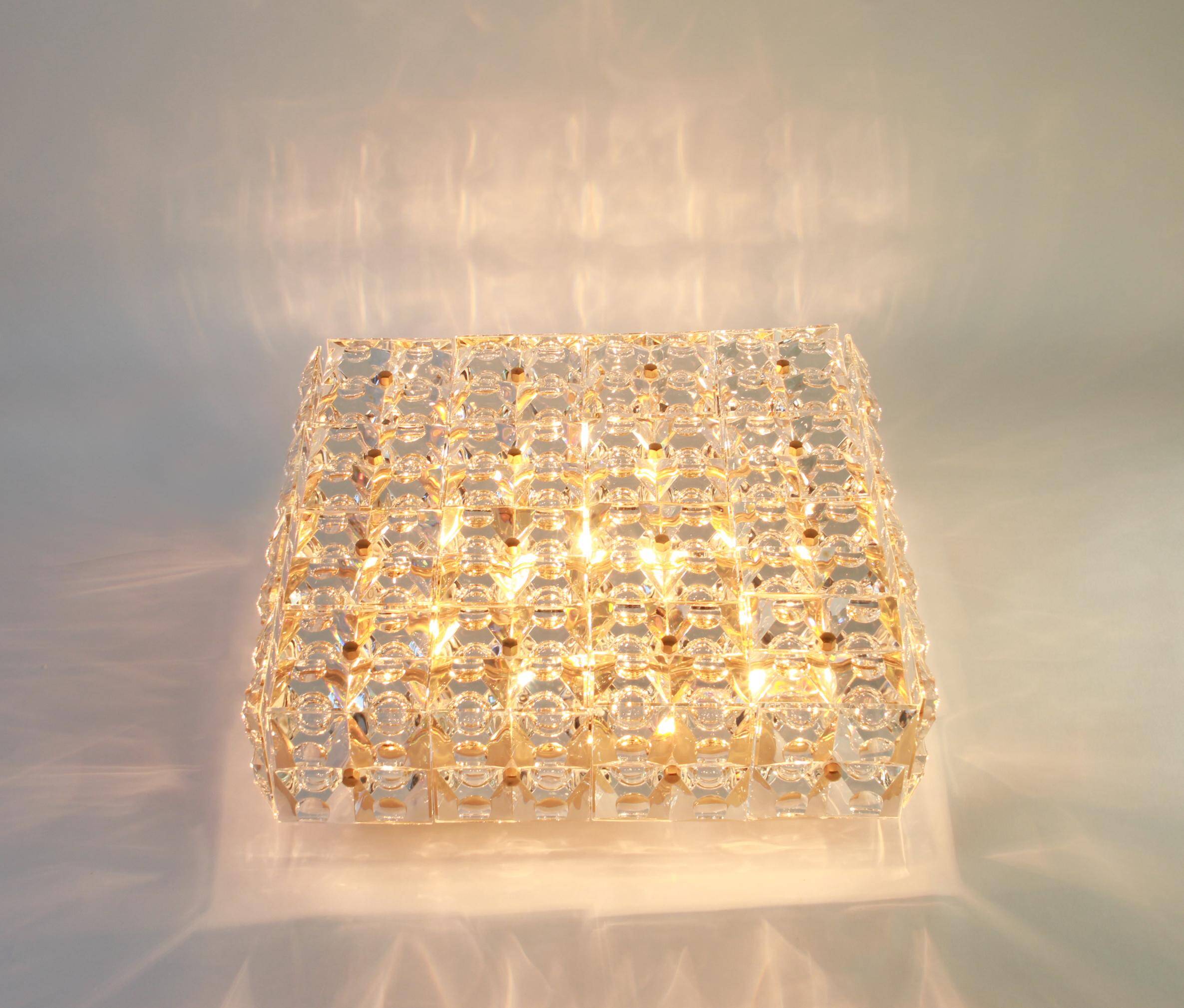 Large crystal faceted ceiling light by Kinkeldey, Germany, 1970s.