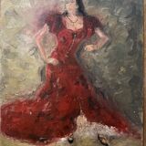 Tableau signé huile sur toile cartonnée « danseuse de Flamenco »